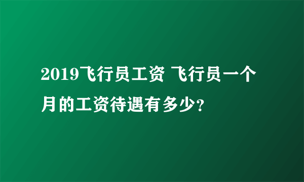 2019飞行员工资 飞行员一个月的工资待遇有多少？