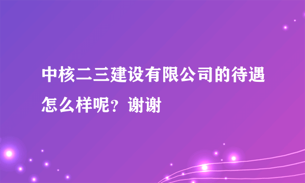 中核二三建设有限公司的待遇怎么样呢？谢谢