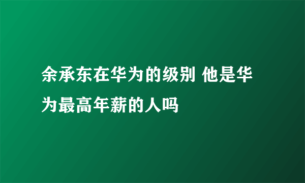 余承东在华为的级别 他是华为最高年薪的人吗