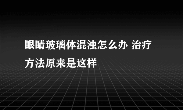 眼睛玻璃体混浊怎么办 治疗方法原来是这样