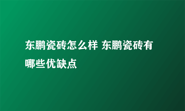 东鹏瓷砖怎么样 东鹏瓷砖有哪些优缺点