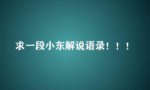 求一段小东解说语录！！！