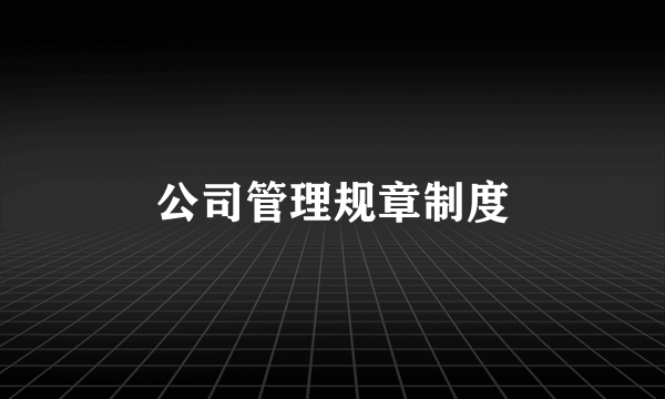 公司管理规章制度