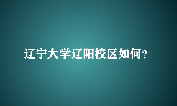 辽宁大学辽阳校区如何？