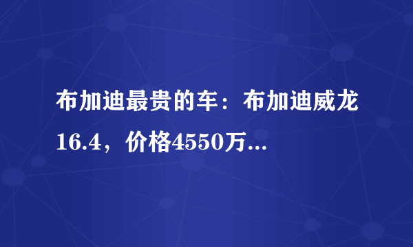 布加迪最贵的车：布加迪威龙16.4，价格4550万(时速达430km/h)