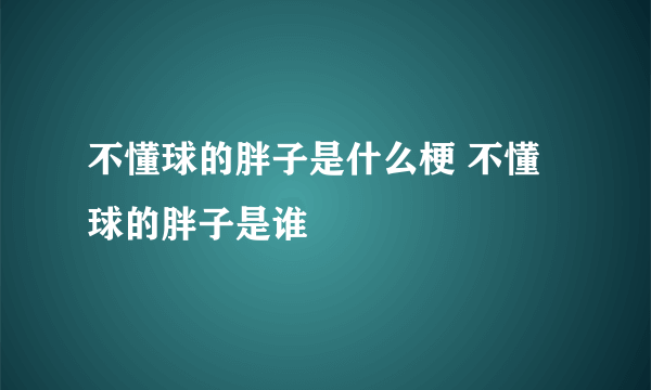 不懂球的胖子是什么梗 不懂球的胖子是谁