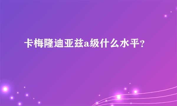 卡梅隆迪亚兹a级什么水平？