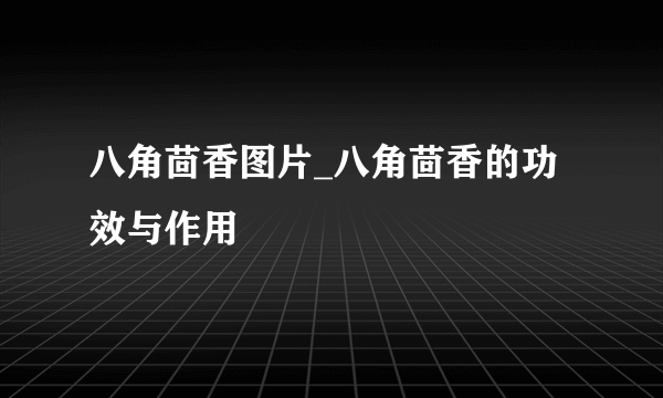 八角茴香图片_八角茴香的功效与作用