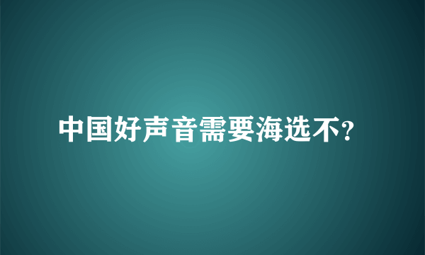 中国好声音需要海选不？