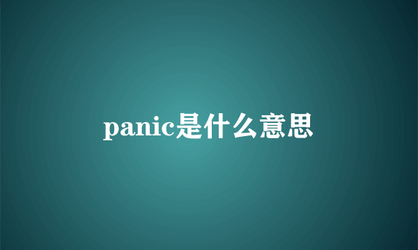 panic是什么意思