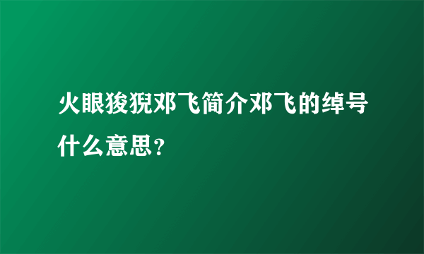 火眼狻猊邓飞简介邓飞的绰号什么意思？