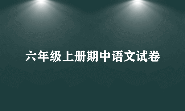 六年级上册期中语文试卷