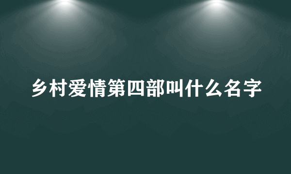 乡村爱情第四部叫什么名字