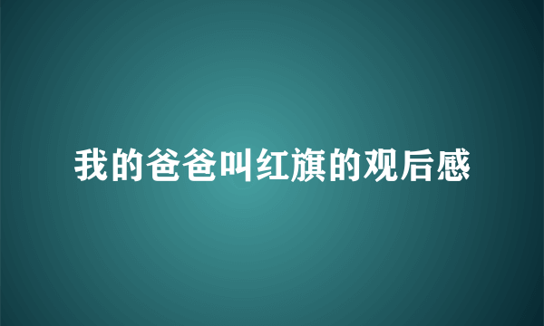 我的爸爸叫红旗的观后感