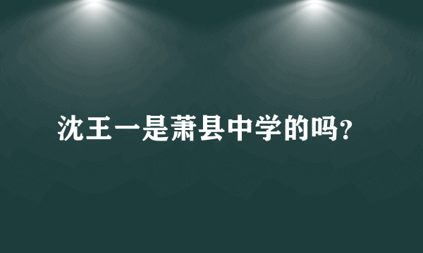 沈王一是萧县中学的吗？