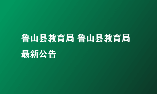 鲁山县教育局 鲁山县教育局最新公告