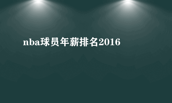 nba球员年薪排名2016