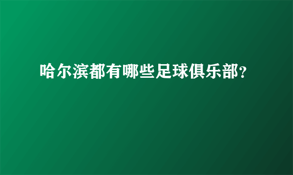 哈尔滨都有哪些足球俱乐部？