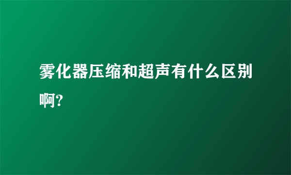 雾化器压缩和超声有什么区别啊?