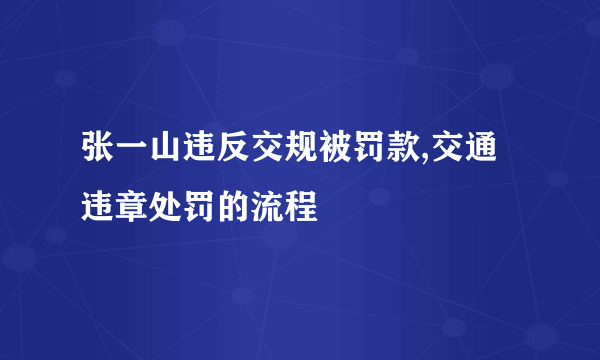 张一山违反交规被罚款,交通违章处罚的流程