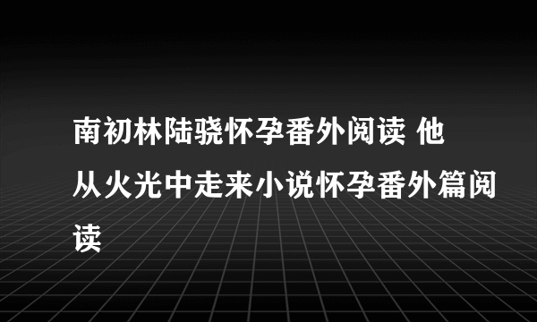 南初林陆骁怀孕番外阅读 他从火光中走来小说怀孕番外篇阅读