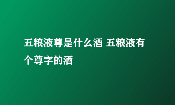 五粮液尊是什么酒 五粮液有个尊字的酒