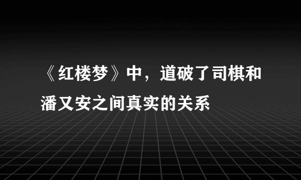 《红楼梦》中，道破了司棋和潘又安之间真实的关系