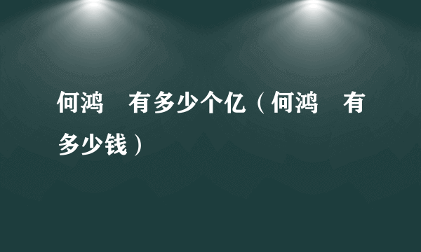 何鸿燊有多少个亿（何鸿燊有多少钱）