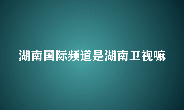 湖南国际频道是湖南卫视嘛