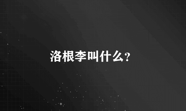 洛根李叫什么？