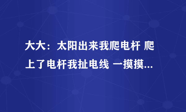 大大：太阳出来我爬电杆 爬上了电杆我扯电线 一摸摸到了高压线啊 把我送进了阎王殿 我给阎王他买