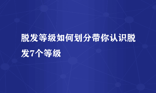 脱发等级如何划分带你认识脱发7个等级