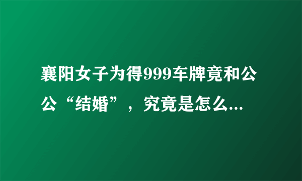 襄阳女子为得999车牌竟和公公“结婚”，究竟是怎么一回事？