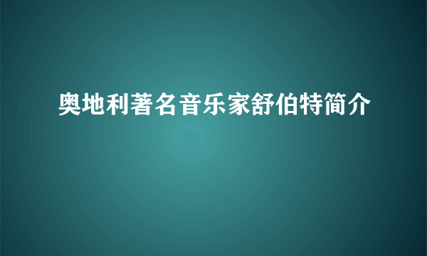 奥地利著名音乐家舒伯特简介