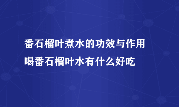 番石榴叶煮水的功效与作用 喝番石榴叶水有什么好吃