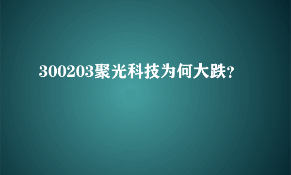 300203聚光科技为何大跌？