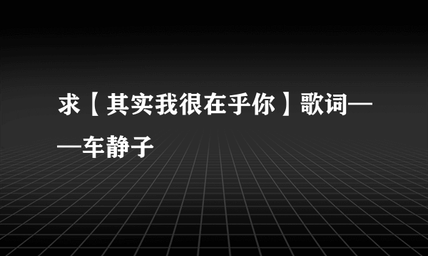 求【其实我很在乎你】歌词——车静子