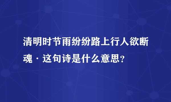 清明时节雨纷纷路上行人欲断魂·这句诗是什么意思？