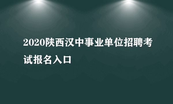 2020陕西汉中事业单位招聘考试报名入口