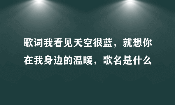 歌词我看见天空很蓝，就想你在我身边的温暖，歌名是什么