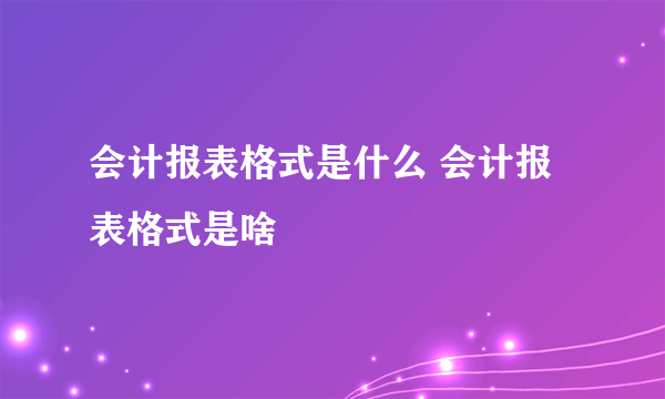 会计报表格式是什么 会计报表格式是啥