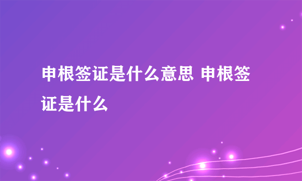 申根签证是什么意思 申根签证是什么