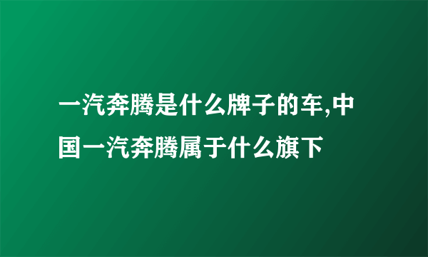 一汽奔腾是什么牌子的车,中国一汽奔腾属于什么旗下