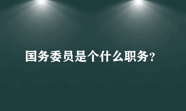 国务委员是个什么职务？