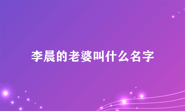 李晨的老婆叫什么名字