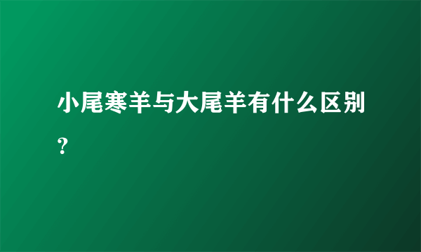 小尾寒羊与大尾羊有什么区别？