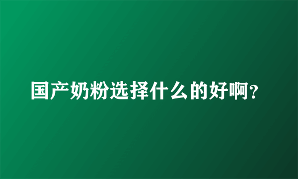 国产奶粉选择什么的好啊？