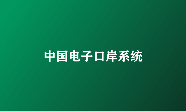 中国电子口岸系统