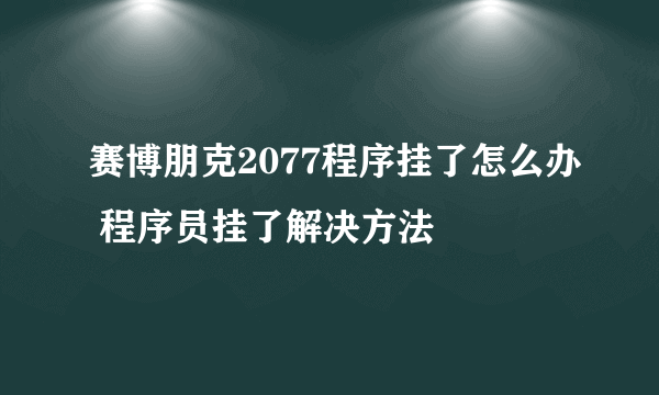 赛博朋克2077程序挂了怎么办 程序员挂了解决方法