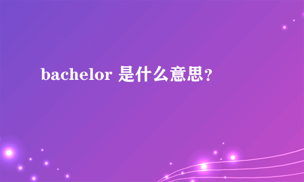 bachelor 是什么意思？